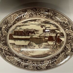 Vintage Brown and Cream Decorative Platter